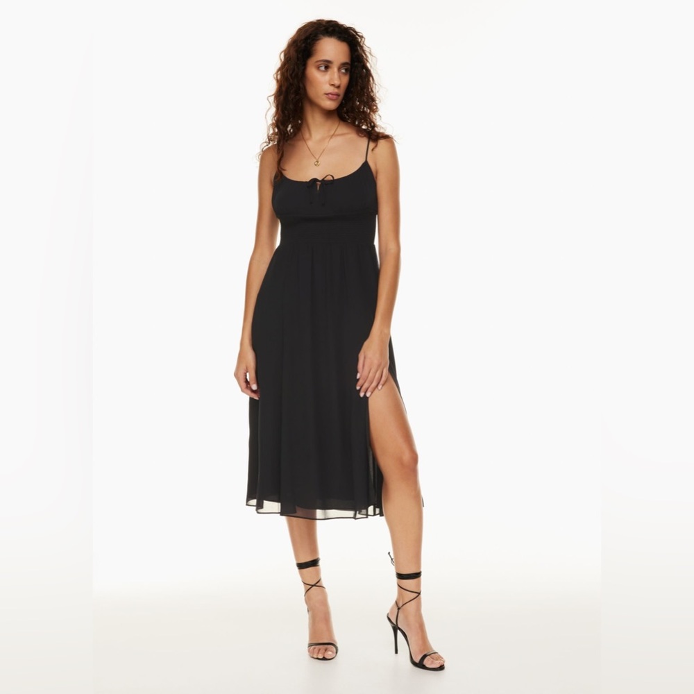 XL Aritzia Black Midi Dress with Side Slit